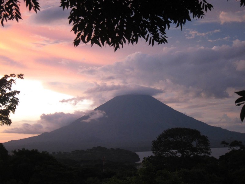 Sunset looking out onto Volcano Concepción